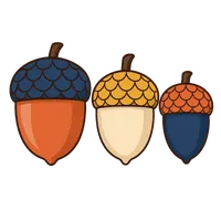 Three acorns illustration, free PNG
