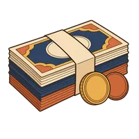 Banknotes and coins illustration, free PNG