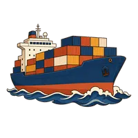 Container ship illustration, free PNG