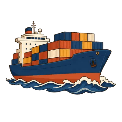 Container ship illustration, free PNG