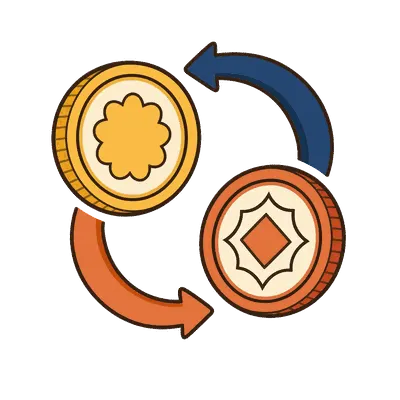 Currency exchange illustration, free PNG