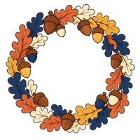 Round frame with acorns illustration, free PNG