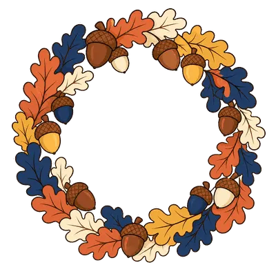 Round frame with acorns illustration, free PNG