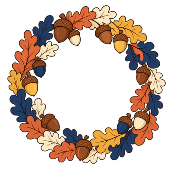 Round frame with acorns, free transparent PNG illustration