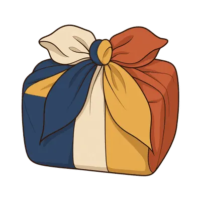 Gift wrapped in bojagi illustration, free PNG