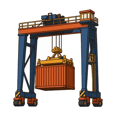 Port gantry crane illustration, free PNG
