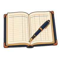 Ledger and fountain pen illustration, free PNG