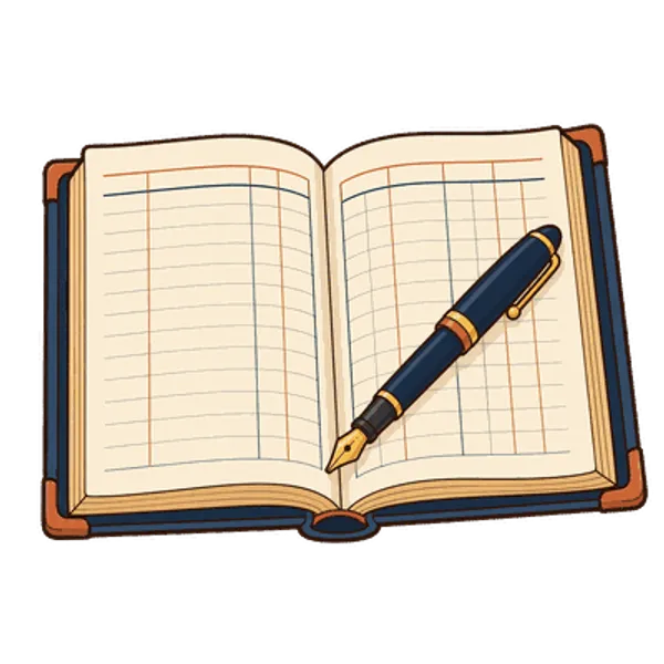 Ledger and fountain pen, free transparent PNG illustration
