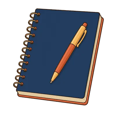 Notebook and pen illustration, free PNG