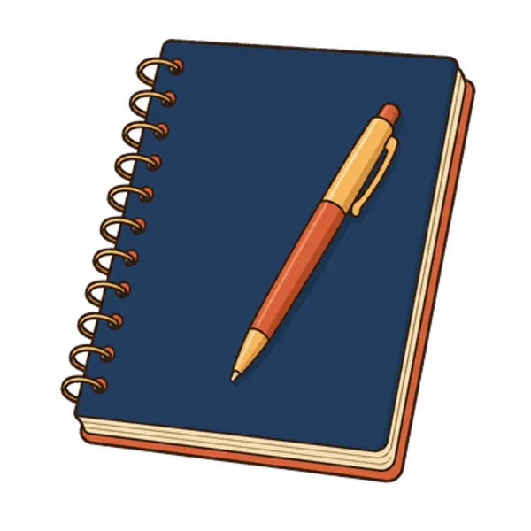 Notebook and pen, free transparent PNG illustration