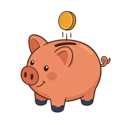 Piggy bank illustration, free PNG