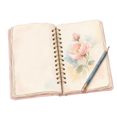 Sketchbook and pencil illustration, free PNG