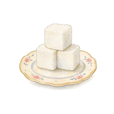 Sugar cubes on a dish illustration, free PNG