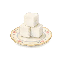 Sugar cubes on a dish illustration, free PNG