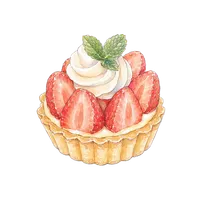 Strawberry tart illustration, free PNG