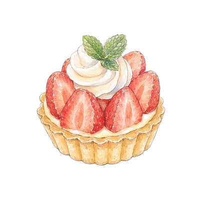 Strawberry tart illustration, free PNG