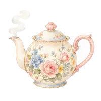 Floral teapot illustration, free PNG