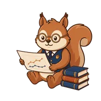 Squirrel reading illustration, free PNG