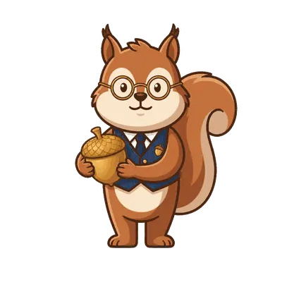 Squirrel holding acorns illustration, free PNG