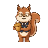 Squirrel holding acorns illustration, free PNG