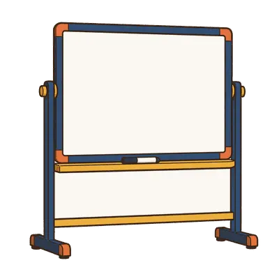 Whiteboard on castors illustration, free PNG